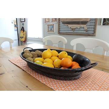 Urban Legacy Large Black Oval Serving/Decorative Metal Tray