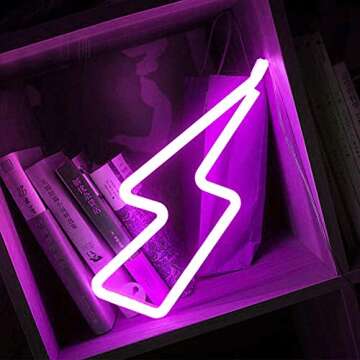 Preppy room decor, preppy stuff,preppy room decor cheap,neon signs for wall decor,Lightning bolt ,Aesthetic LED Decorative Lights Shape Indoor for Halloween Decoration Living Birthday Party Sign