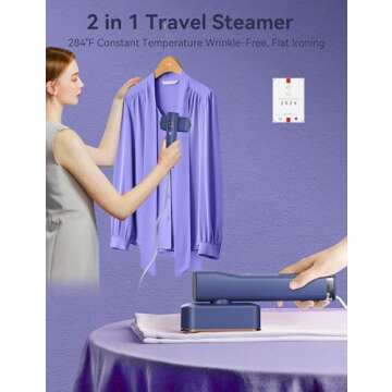 Steamer for Clothes,Sundu Portable Travel Steamer＆Iron 2 In 1,15s Fast Heat-up,100ml Water Tank,Steamer Ironing Gloves,20 Minutes of Continuous Ironing Garment Steamer for Travel and Home