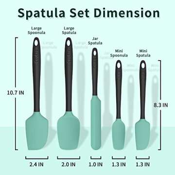 Silicone Spatula Set of 5,High Temperature Resistant, Food Grade Silicone, Dishwasher Safe, for Baking, Cooking (Aqua Green)