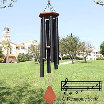 Wind Chimes Outdoor Large Deep Tone, Memorial Wind Chimes Outdoor Gifts for Housewarming/Mother Day/Christmas, Wind Chimes for Outside Decoration, Patio, Garden, Yard (44 Inch Black Wind Chime)