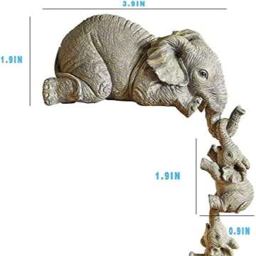 Home Decor Elephant Decor Figurines, Mini Elephant Statue Ornament Collection Mother and Two Babies Hanging OrnamentResin Animal Elephant Figurine Sculpture for Living Room Bedroom Office