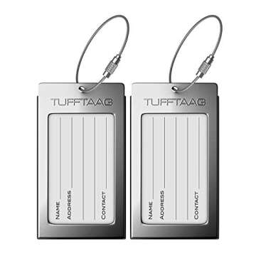 Luggage Tags Business Card Holder by TUFFTAAG - Durable Travel ID Bag Tag in Multiple Color Options, Perfect for Suitcases, Backpacks, and Carry-Ons, Easy Identification, Secure and Stylish