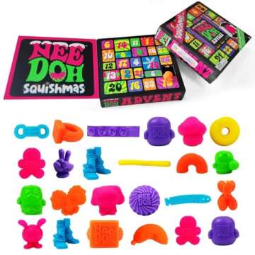 Nee Doh Squishmas Advent Calendar 2024, Nee doh advent calendar, Christmas Squishy Advent Calendar 2024, 24 Day Squishies Christmas Countdown Calendar with 24 Piece Mini Squeeze Tοys Xmas Gift (1 pcs)