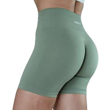 AUROLA Intensify Workout Shorts for Women Seamless Scrunch Short Gym Yoga Running Sport Active Exercise Fitness Shorts(M,Iceberg Green)