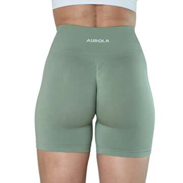 AUROLA Intensify Workout Shorts for Women Seamless Scrunch Short Gym Yoga Running Sport Active Exercise Fitness Shorts(M,Iceberg Green)