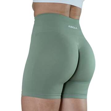 AUROLA Intensify Workout Shorts for Women Seamless Scrunch Short Gym Yoga Running Sport Active Exercise Fitness Shorts(M,Iceberg Green)