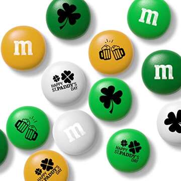 M&M'S Green, White & Gold St Patricks Day Decorations Candy Bulk - 2 lbs Resealable Pack of Chocolate Candy with St. Patrick’s Day Themed Images for Parades, Celebrations, Party Favors & More