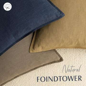 Foindtower Pack of 2, Decorative Linen Soild Throw Pillow Covers Soft Accent Cushion Case Boho Farmhouse Neutral Pillowcase for Chair Couch Sofa Bedroom Living Room Home Decor 20 x 20 Inch Light Brown