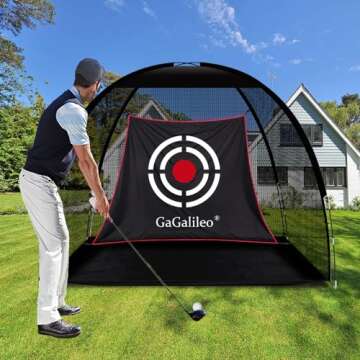 Golf Hitting Practice Nets for Backyard Driving Heavy Duty Men Real Indoor Golf Balls Hitting Pitching Driving Nets for Indoor Outdoor Garage Use Golfing Swing Training Impact Cages with Frame and Net