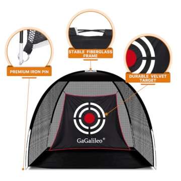 Golf Hitting Practice Nets for Backyard Driving Heavy Duty Men Real Indoor Golf Balls Hitting Pitching Driving Nets for Indoor Outdoor Garage Use Golfing Swing Training Impact Cages with Frame and Net