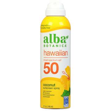 Alba Botanica SPF 50 Sunscreen Spray, Hawaiian Coconut for Face & Body