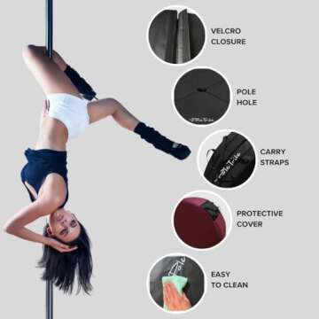 Pole Dance Mats, 3.6" thick, 5ft wide Pole Crash Mats, Specialized Fall Safety Padding Made by Pole Tribe (Black, 3.6 inch thick 5ft wide)