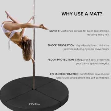 Pole Dance Mats, 3.6" thick, 5ft wide Pole Crash Mats, Specialized Fall Safety Padding Made by Pole Tribe (Black, 3.6 inch thick 5ft wide)