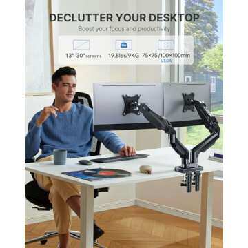 HUANUO Dual Monitor Stand - Adjustable Height & Sturdy Design