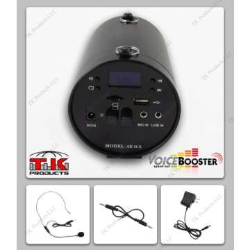 VoiceBooster Voice Amplifier & Mp3 Player 25watts Black MR-AK38 by TK Products,Portable, for Teachers, Coaches, Tour Guides, Presentations, Costumes, Etc.