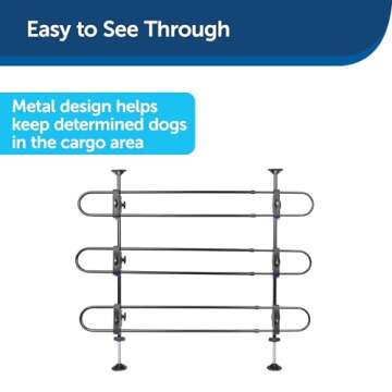 PetSafe Happy Ride Metal Dog Barrier - Adjusts to Fit Your Vehicle - Keeps Pets Off Passenger Seats - Sturdy Construction