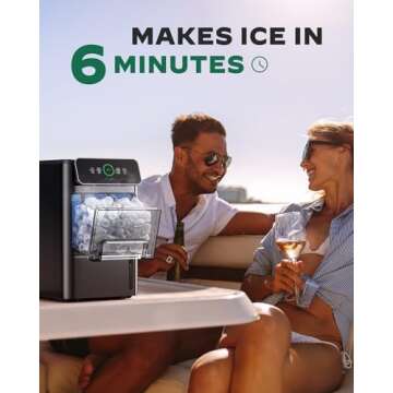 Totnz Ice Makers Countertops,20lb/24h Stainless Steel with Visible Water Level Window, 2 Sizes of Bullet Ice for Home