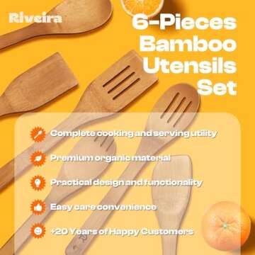 Riveira 6-Piece Dark Bamboo Cooking Spoons Set