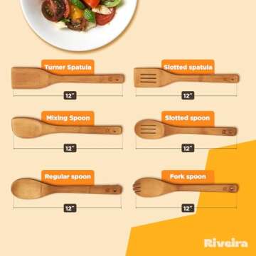 Riveira 6-Piece Dark Bamboo Cooking Spoons Set