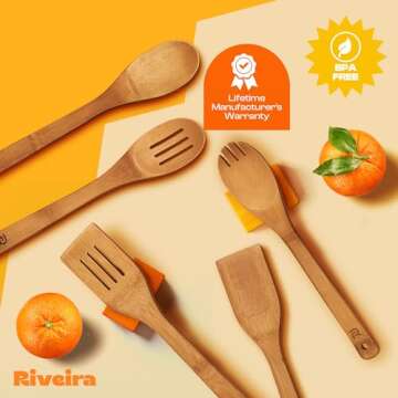 Riveira 6-Piece Dark Bamboo Cooking Spoons Set