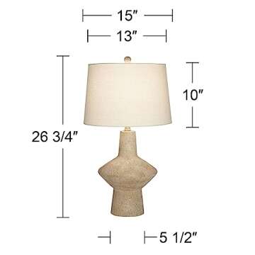 360 Lighting Cozumel 26 3/4" Tall Geometric Rustic Mid Century Modern Coastal Table Lamps Set of 2 Beige Living Room Bedroom Bedside Nightstand House Office Home Reading Off-White Shade