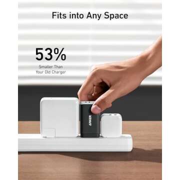 Anker USB C Charger (Nano 65W), PPS 3-Port Fast Compact Foldable USB C Charger Block for MacBook, iPad Pro, Galaxy S24, iPhone 16 / 15 and more series