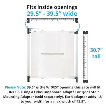 Qdos Safety Crystal Designer Baby Safety Gate - Meets Tougher European Standards - Modern Design and Unparalleled Safety - Beauty & Safety Together at Last - Simple Installation | Hardware Mount