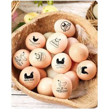 Custom Egg Stamps for Fresh Eggs Personalized, Personalized Chicken Egg Stamp with Logo Name, Customized Egg Stamper for Chicken Eggs, Custom Rubber Stamps for Farm Chicken Coop Branding 1"