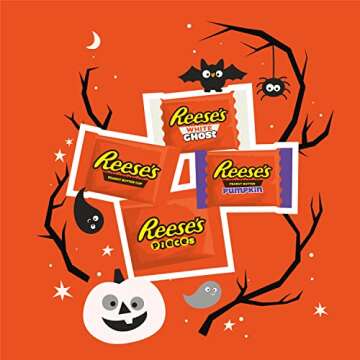 REESE'S Assorted Flavored Snack Size, Halloween Candy Bulk Bag, 36.03 oz (65 Pieces) (Pack of 2)