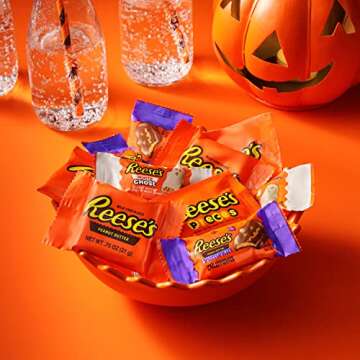 REESE'S Assorted Flavored Snack Size, Halloween Candy Bulk Bag, 36.03 oz (65 Pieces) (Pack of 2)