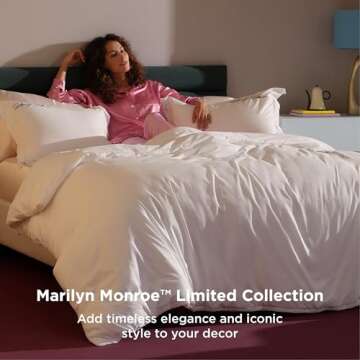 Bedsure x Marilyn Monroe Duvet Cover King Size - White Queen Duvet Cover Set with Zipper Closure, Rose Signature Embroidered Bedding Comforter Cover with 2 Pillow Shams, Gifts for Women