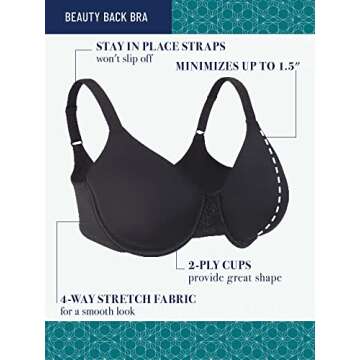 Vanity Fair Beauty Back Smoothing Minimizer Bra 38D