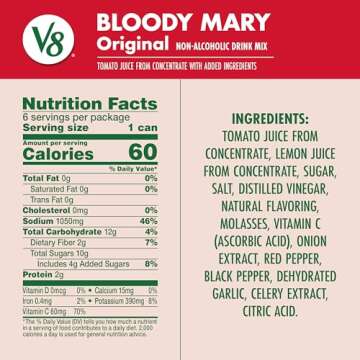 V8 Bloody Mary Mix, 8 fl oz Can (Pack of 6)