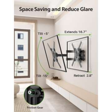 USX MOUNT UL Listed Full Motion TV Mount for 26-55" TVs