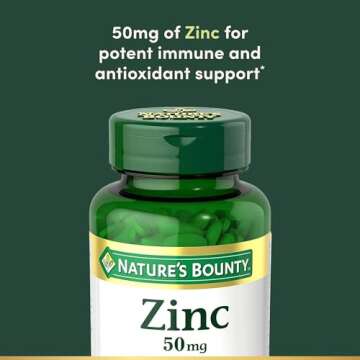 Nature's Bounty Zinc 50mg, Immune Support & Antioxidant Supplement, Promotes Skin Health 250 Caplets