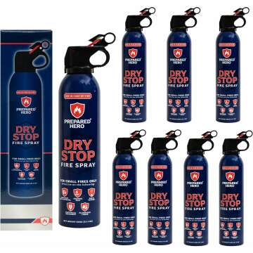 Dry Stop Fire Spray by Prepared Hero - 8 Pack - Ideal Portable Fire Extinguisher