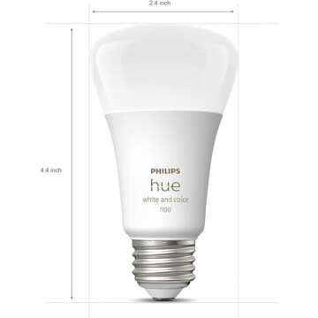 Philips Hue A19 LED Smart Light Bulbs - Flicker-Free 75w Light Bulbs - Control with Hue App - Compatible with Alexa, Google Assistant, and Apple HomeKit - E26 Base - 2 Pack