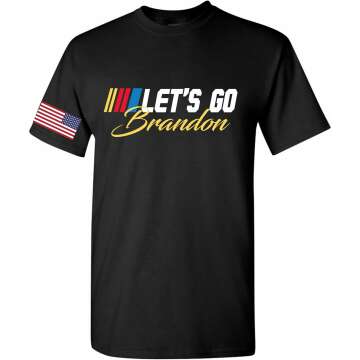 Let's Go Brandon Meme Racing Car USA Flag T-Shirt