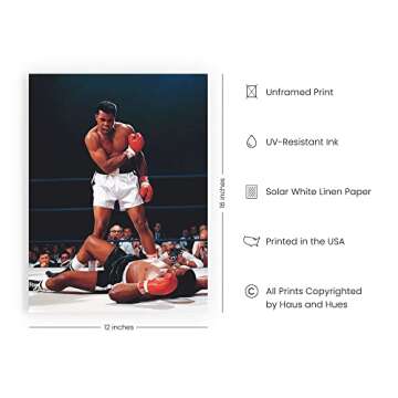 HAUS AND HUES Muhammad Ali Posters - Muhammad Ali Wall Art for Men, Motivational Wall Decor, Ring Boxing Posters, Motivational Posters for Gym Posters, Inspirational Posters (Unframed 12x16)