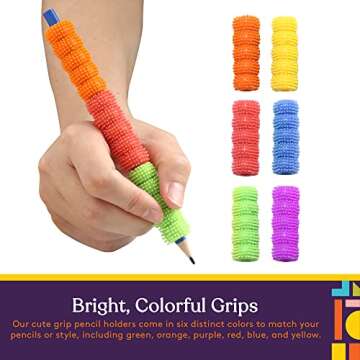 Special Supplies Spiky Pencil Grips for Kids and Adults Colorful Holders for Handwriting, Drawing, Coloring - Ergonomic Right or Left-Handed Use - Reusable (50-Pack)