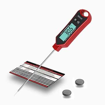 Meat Thermometer & Basting Brush Set, Rwm Digital Instant Read Food Thermometer and Baking Pastry Oil Silicone Brush Barbecue Utensil for Oil Deep Fry BBQ Grill Smoker Grilling