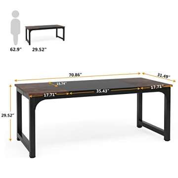 Tribesigns 70.8”Executive Desk, Large Office Computer Desk with Thicken Frame