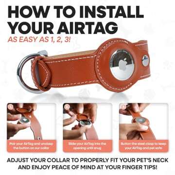 Safe Paws Genuine Leather Airtag Collar for Dogs & Cats - Made with Real Leather Our Heavy Duty Airtag Dog Collar is Durable & Breathable - Airtag Collars for Small Medium & Large Dogs (Brown, XS)