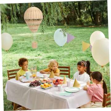 RUNROTOO rattan hot air balloon wedding party supplies inflatable hot air balloon beige home decor baseball balloon Wall-mounted Hot Air Balloon Woven Hanging Decor ribbon Christmas