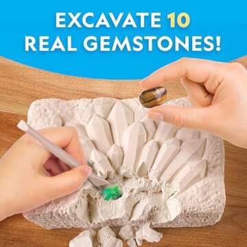 NATIONAL GEOGRAPHIC Gemstone Dig Kit – Dig Up 10 Real Gemstones and Crystals, Science Kit for Kids, Gem Digging Kit, Gift for Girls and Boys, Mining Kit, Rock Collection