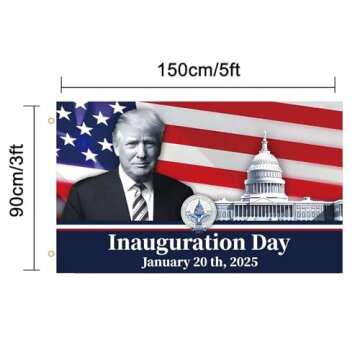 Trump Inauguration Day Flag,Donald Trump 2025 47th America President 3x5 Ft flags,Durable Polyester Tapestry,Fade-Resistant Outdoor Banner,Perfect for Patriotic Displays,Gifts,and Room Decor