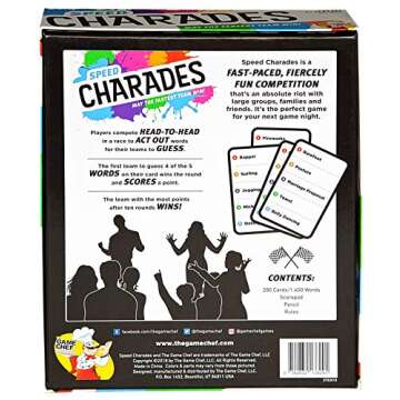 Speed Charades Party Game - Charades Board Game - Includes 1400 Charades - Perfect for Groups and Family Game Nights