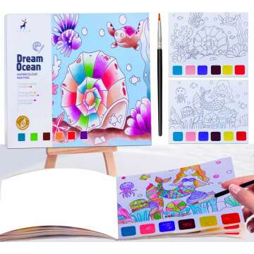 JUNQIU Watercolor Coloring Books for Kids Ages 4-8 - Fun Portable Art Set!