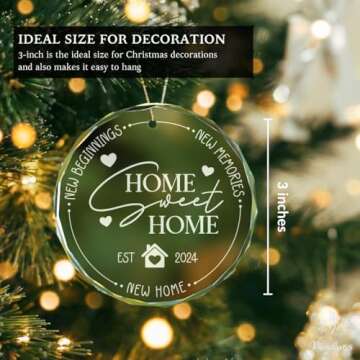 New Home Ornament 2024 - Housewarming Gifts Ideas, House Warming Gifts New Home, New Home Gift Ideas 2024 for Christmas, First Home Presents for Women, Couple, Home Sweet Home Glass Ornament 2024